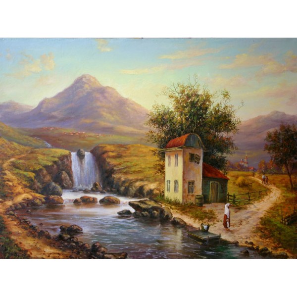 "Дом у водопада", холст, масло, 2004 г.