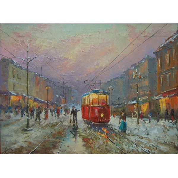 "Вечерний трамвай", холст, масло, 2005 г.