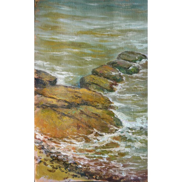 "Камни моря", картон, масло, 45x24 см, 2015 г.