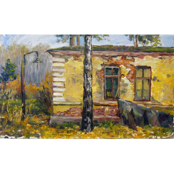 "Старая бойлерная", картон, масло, 36x26 см, 2014 г.