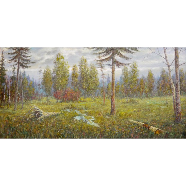 "В лесу", холст, масло, 60x120 см, 2007-2018 гг.