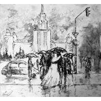 "Свадьба на Ленинских горах", холст, масло, 50x50 см, 2005 г.