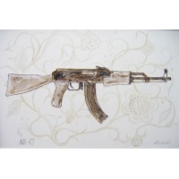 "автомат АК-47", холст, масло, 60x100 см, 2008 г.