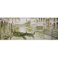 "Венеция. Лодки спят", холст, масло, 40x100 см, 2015 г.