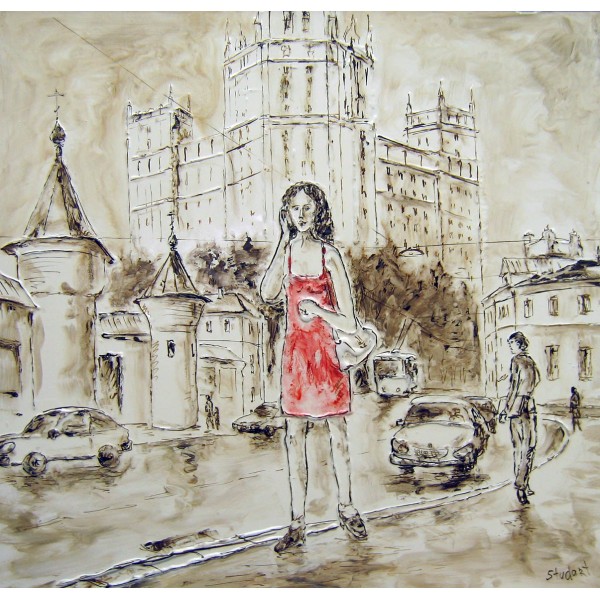 "МОСКВИЧКА", холст, масло, 90x90 см, 2007 г.