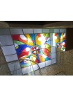  Абстрактный дизайнерский витраж для потолка в душевую под  светильник в стиле "Армстронг" , стекло, акрил, 120-120 см, 2021 г