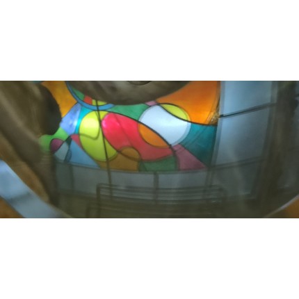  Абстрактный дизайнерский витраж для потолка в душевую под  светильник в стиле "Армстронг" , стекло, акрил, 120-120 см, 2021г