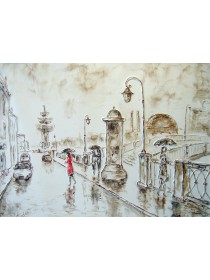 "Дождь над Кадашевской набережной", холст, масло, 60x80 см, 2007 г.