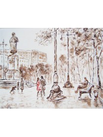 "В сквере у памятника Гоголю" холст, масло, 40x50, 2007 г.